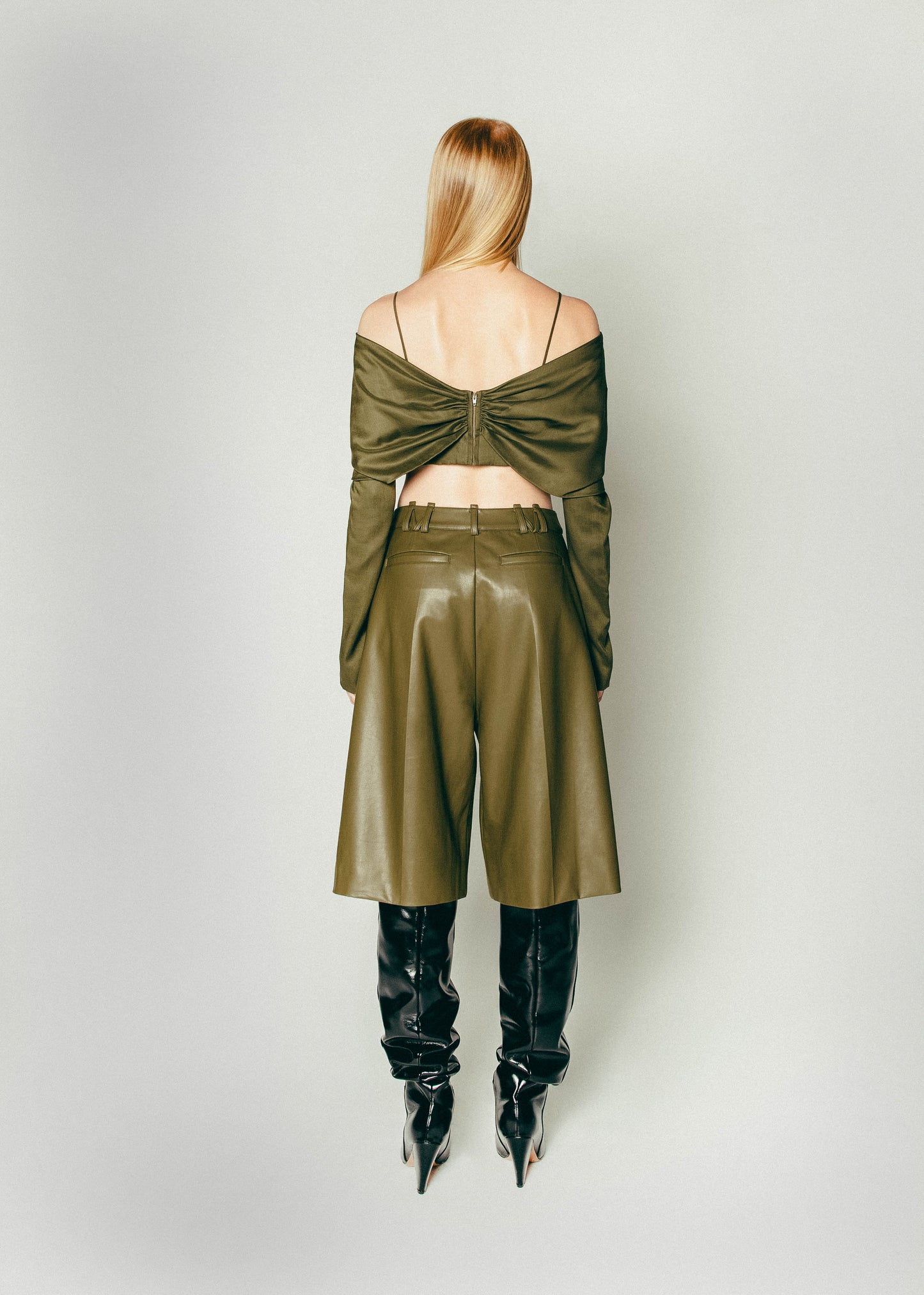 Twisted Cropped Top in Olive